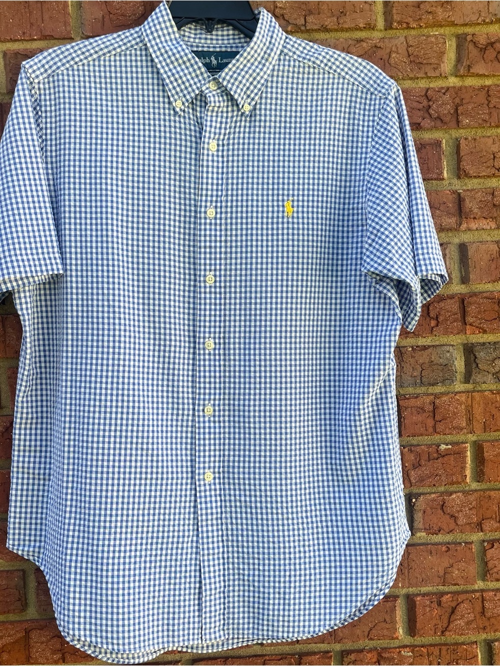 Ralph Lauren Men’s Blue Size L Gingham Short-Sleeve Button-Down Shirt